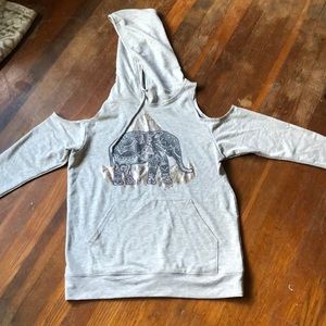 Elephant cold shoulder hoodie